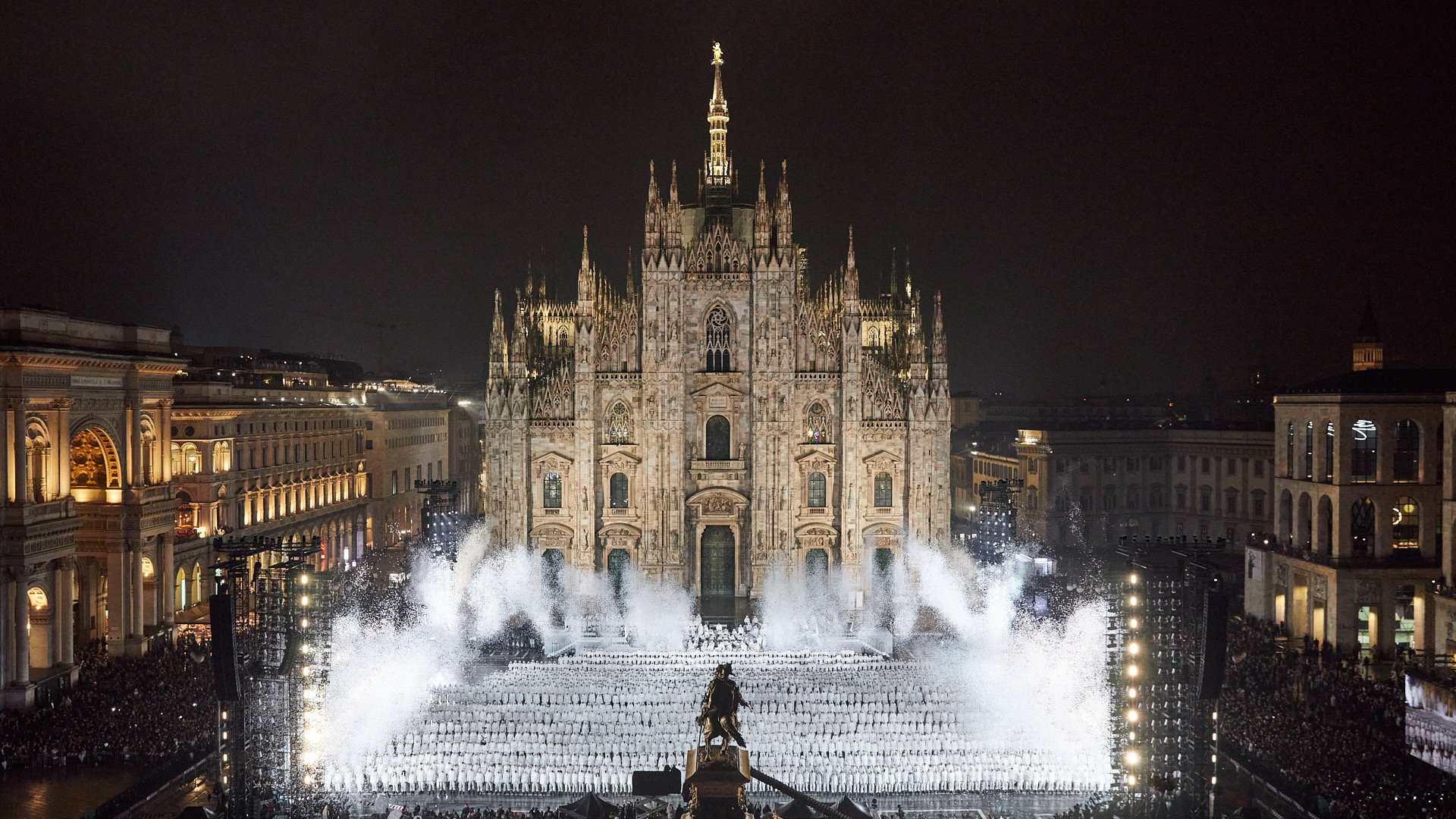 Moncler 70th Anniversary performance at the Duomo in Milan